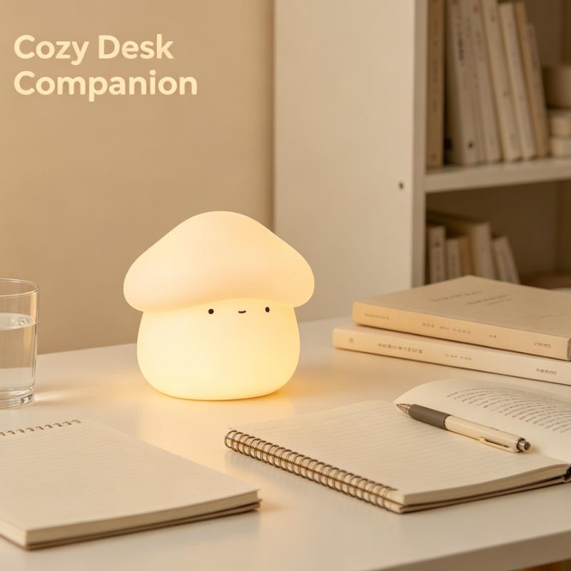 Niedliche Pilz-Silikon-Nachtlampe, USB-wiederaufladbar, Tipp-Steuerung, LED-Lampe für Schlafzimmer, Nachttisch, Schlafhilfe, Geschenk