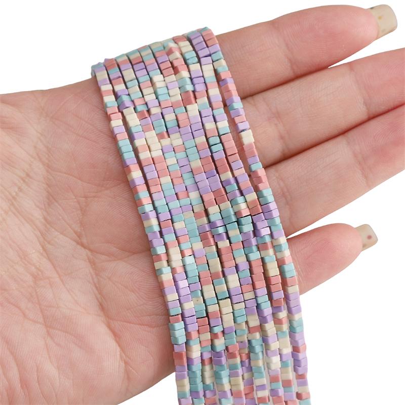 1strip /bag Plus Colored Rainbow Stone Square Beads DIY Bracelet Necklace Earrings Jewelry Accessories