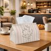 1pc Minimalist Scandinavian Botanical Tissue Box | Durable, Leaf Stripe Soft Pastel Pattern Suitable for Living Room Accent, Bedroom Decor, Encouragem