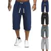 Men's Loose Tie Casual Pants Elastic Waist Beach Pants Cropped Pants Plus Size