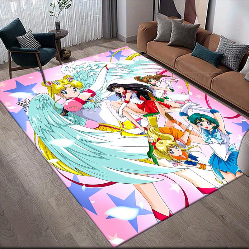 Sailor Moon Healing Illustration Area Rug, Sailor Moon Fan Cozy Carpet, Great Gift.chl