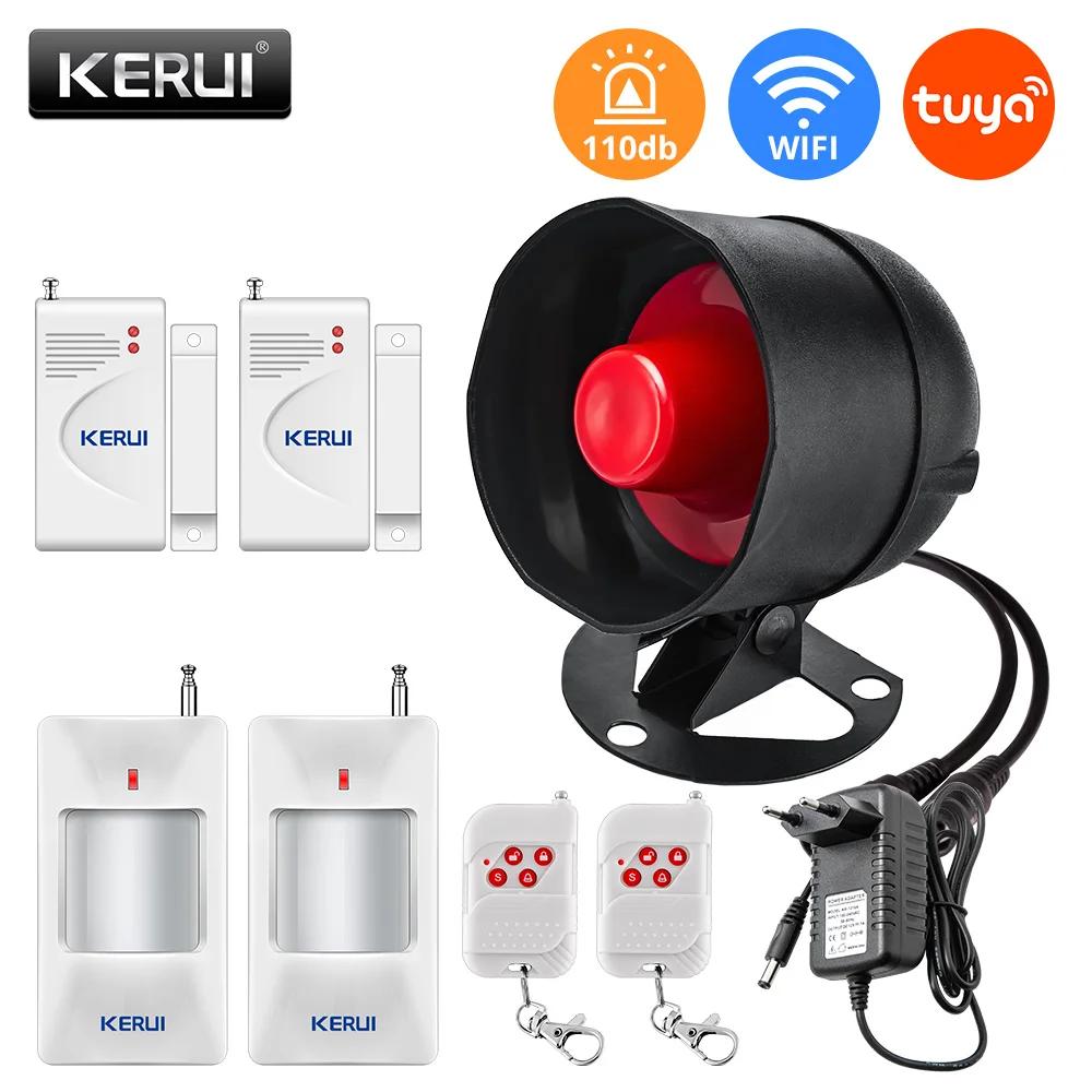 KERUI Tuya WIFI Loudly Speaker High Decibel Burglar Siren Home Security Alarm System With Door Windows Sensor Motion For House