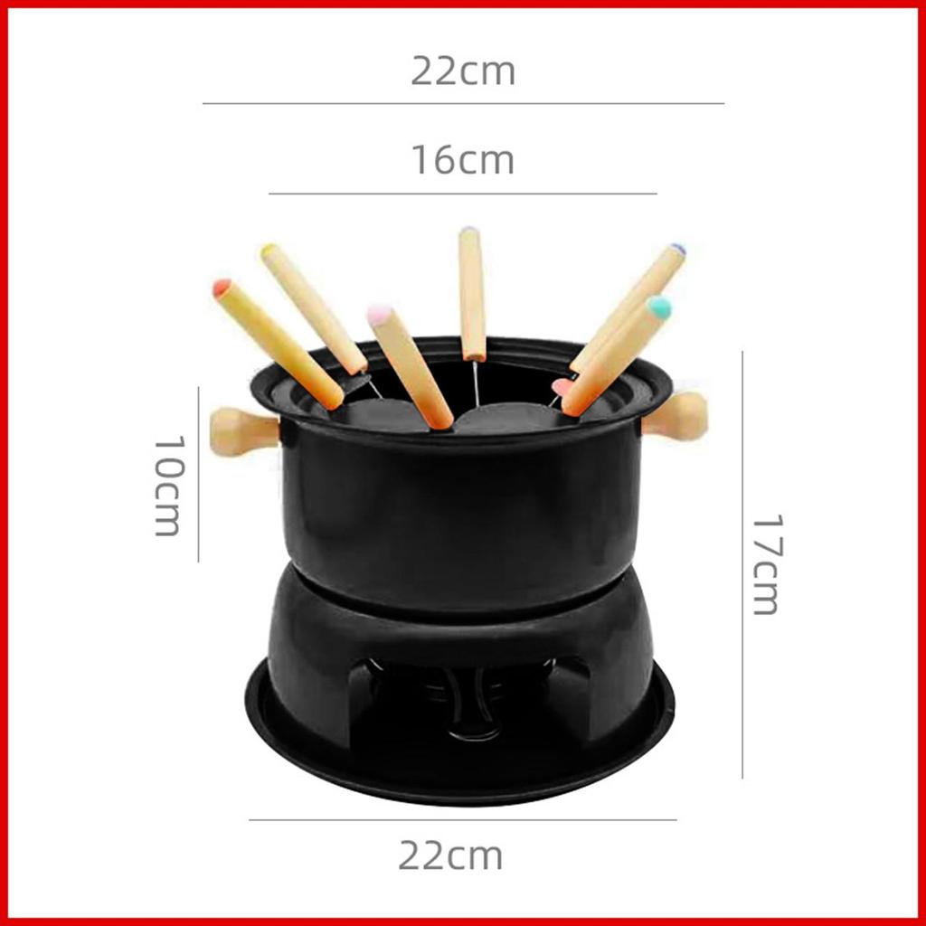 Removable Fondue Set easy to clean with 6 Forks Pot for Chocolate Sauces Caramel