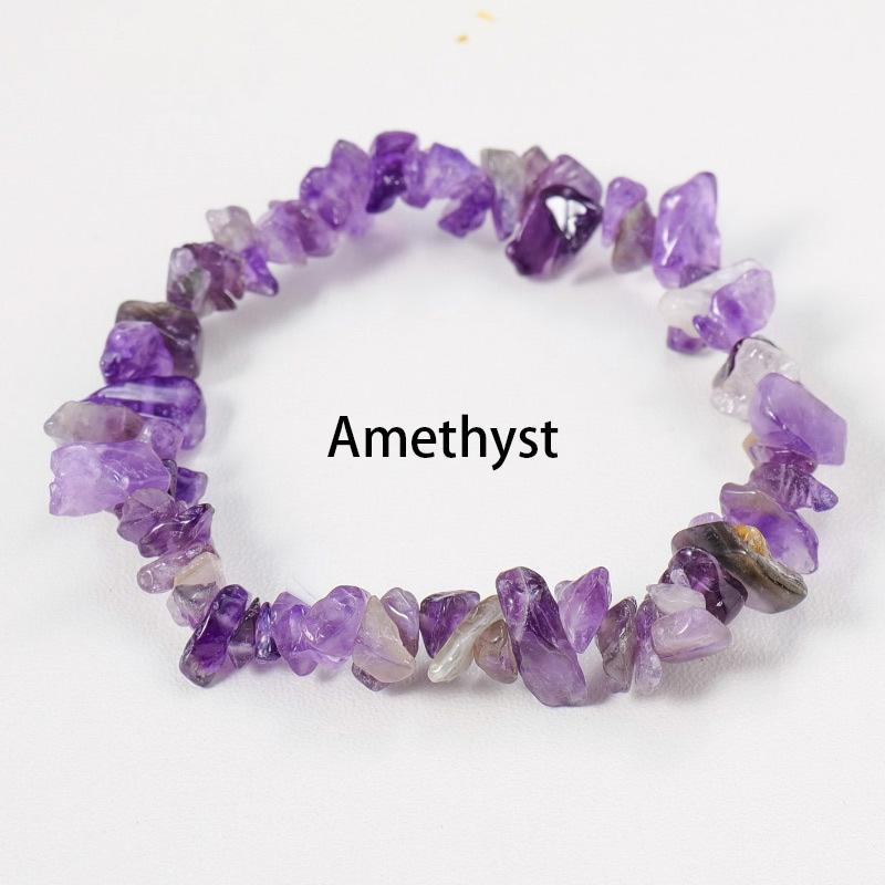 

Браслет из бисера из натурального камня, нерегулярный гравий, аметист, кристалл обсидиана, чакра, эластичные браслеты с веревочными звеньями для женщин, ювелирные изделия, подарок