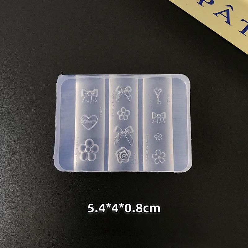 Silicone Nails Mold Plaid Bow Flower Reusable Templates Stamping 3D Diy Design Nail Art Parts Decorations Tools