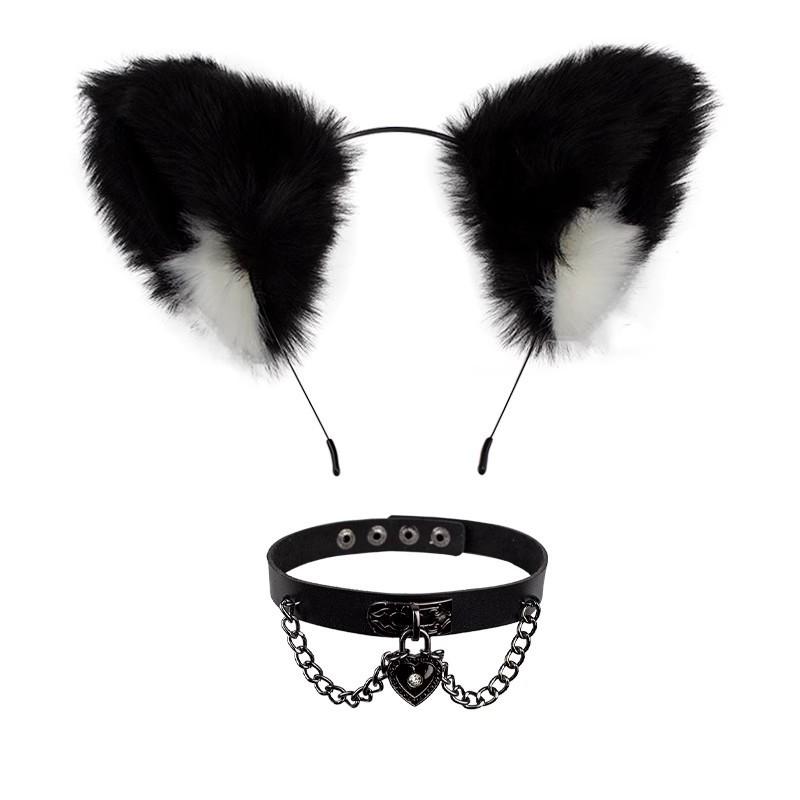 Handmade Cat Ears & Tail Set: Cute Cosplay Hair Accessories for Catgirl
