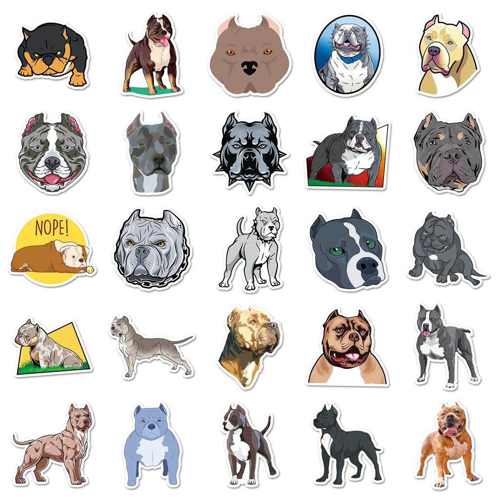 50PCS Bulldog Cartoon Stickers: Cute Waterproof Dog Decals for Kids' Journals, Water Bottles, and Phones