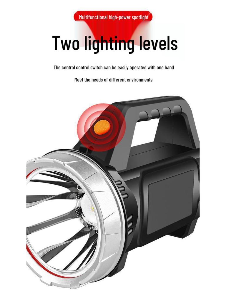 Rechargeable High-Power Spotlight: Handheld, Super Bright, Long-Range with Extended Battery Life for Outdoor and Household Use