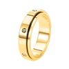 Elegant 5mm Colorfast Titanium Steel Rotating Rings with Inlaid Diamonds for Couples