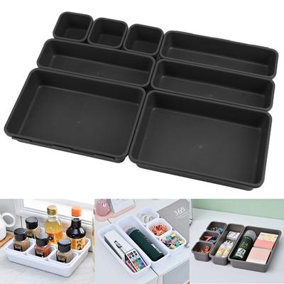 8pc/set Make Up Organizer Box Closet  Cover Home Storage Kitchen Bathroom Storage Trays Sundries Jewellery Holder Storage Drawer Storage Box