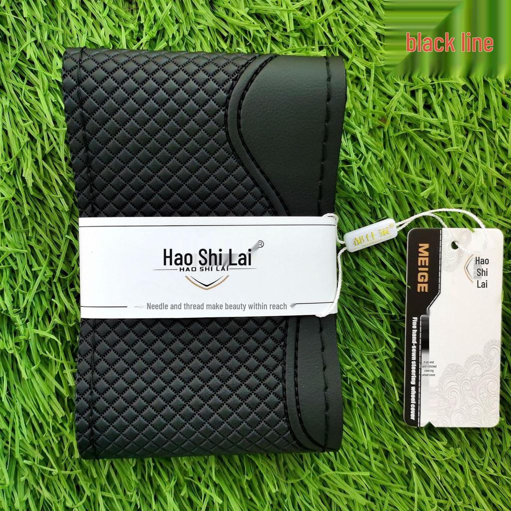 Hand-Stitched Genuine Leather 3D Embossed Universal Steering Wheel Cover - Wear-Resistant, Non-Slip, All-Season Microfiber.