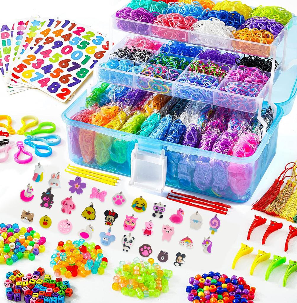 Rainbow Rubber Band Handmade Weaver Rubber Band DIY Children's Colorful Toy Woven Bracelet Handheld Box Set