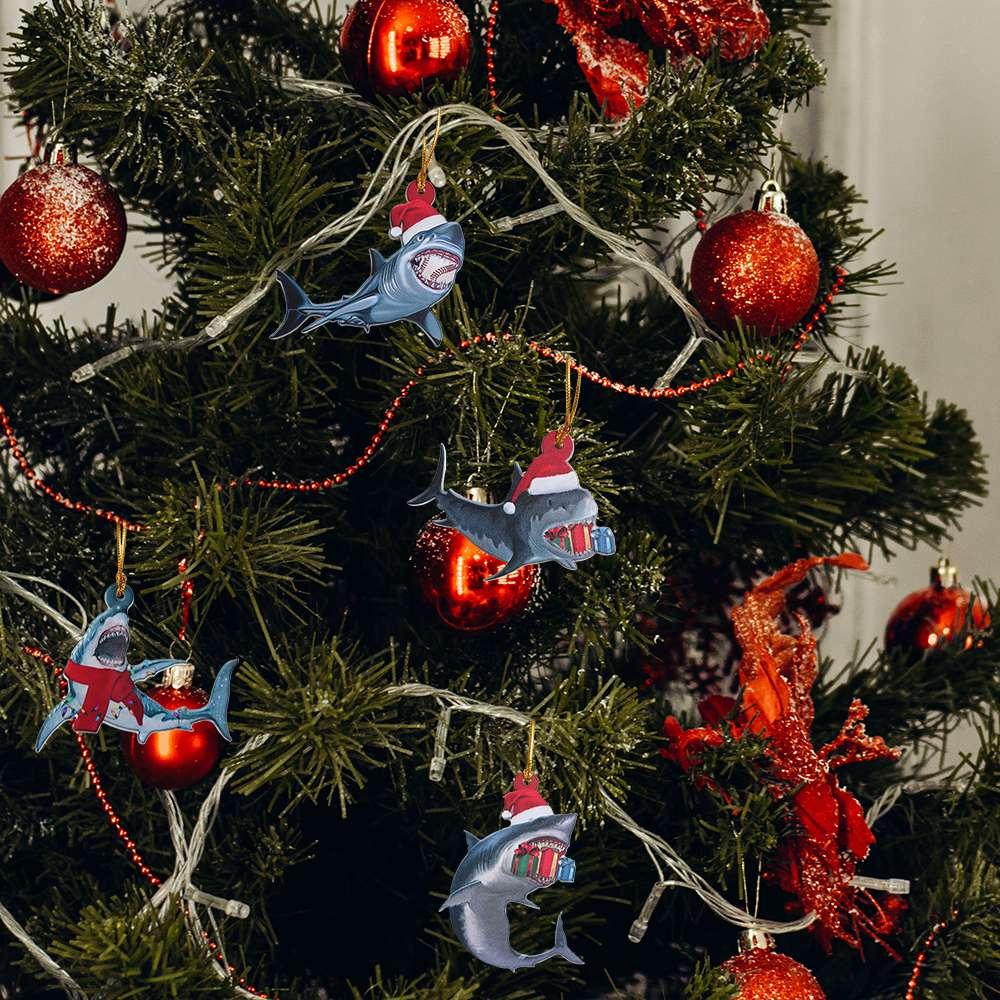 Hangings Christmas Shark Pendant Acrylic Christmas Tree Decoration  New Year