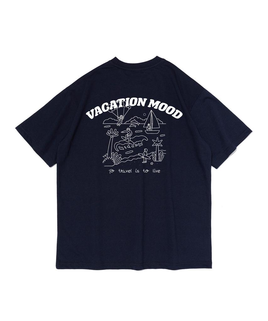 ANALOG MOOD Summer Vacation Mood Short Sleeve T-Shirt (Navy)