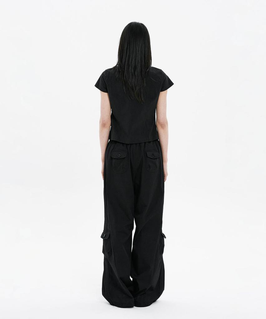 Hanahi Side Shirring Pocket Wide Pants Black