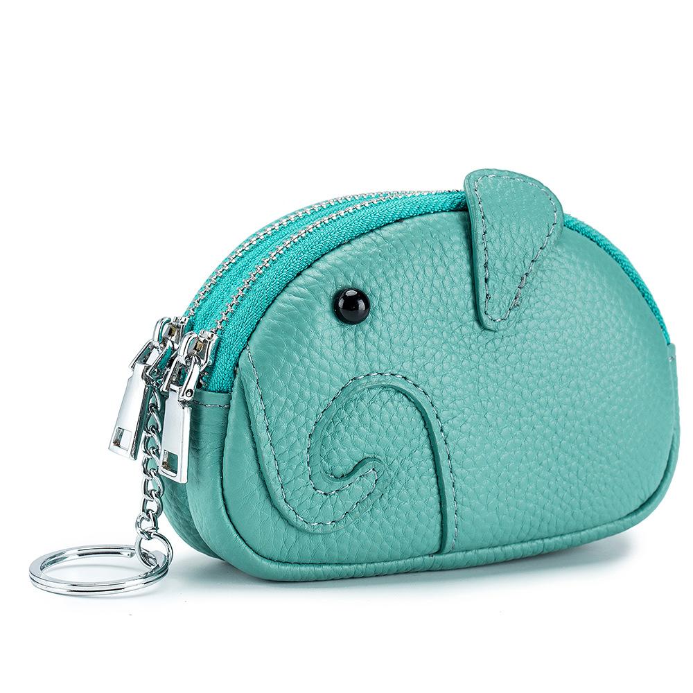 

New creative double zipper coin bag storage bag, cute cartoon baby elephant mini change bag female