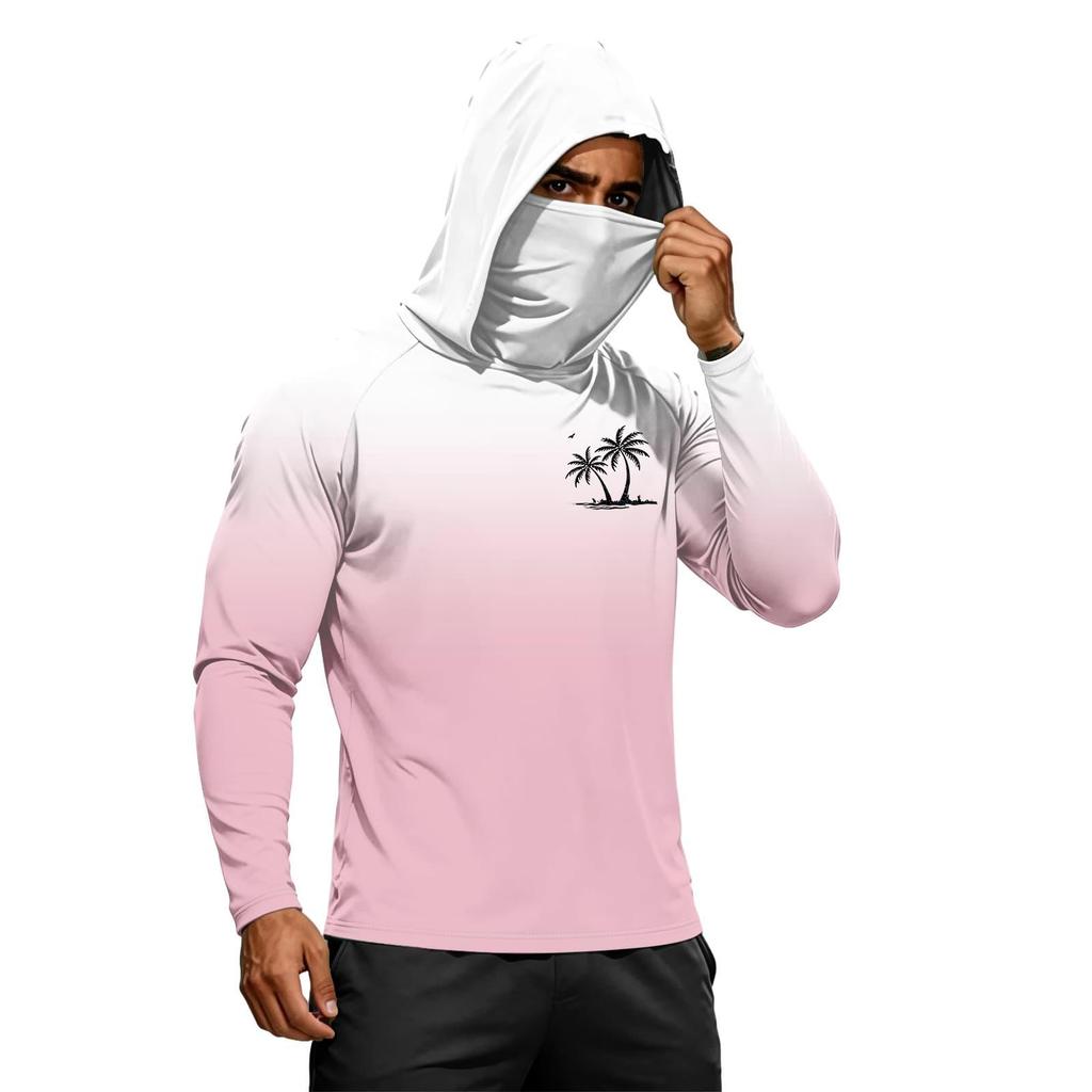 Camiseta de Manga Larga de Verano para Hombre de Secado Rápido con Capucha Protección Solar UPF50 Plus Ligera Transpirable para Fitness Deportes al Aire Libre
