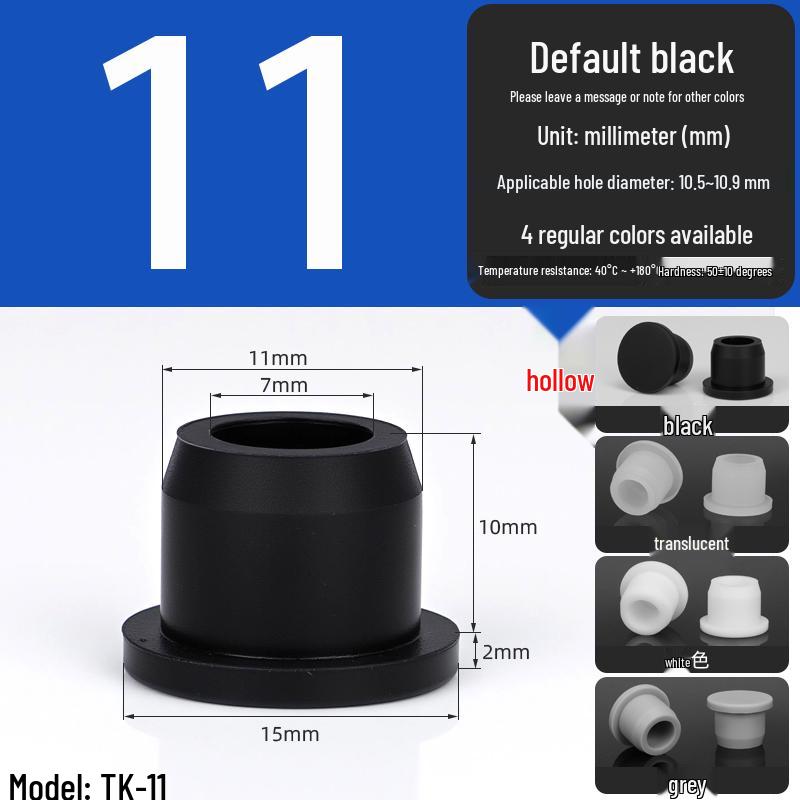 Black High-Temperature Resistant T-Shaped Silicone Stopper - Round Hole Rubber Gasket & Shock-Absorbing Blind Plug