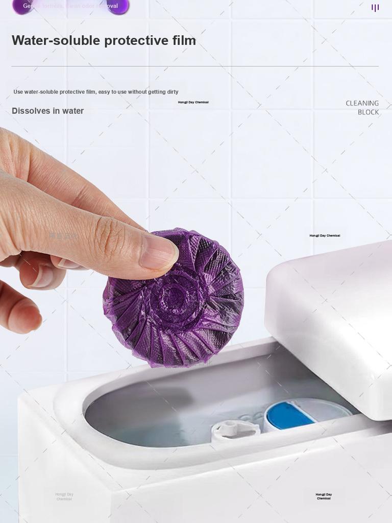 50 pcs Toilet Cleaner Solid Deodorizer Bubble Cleaning Block with Double Antibacterial Effect