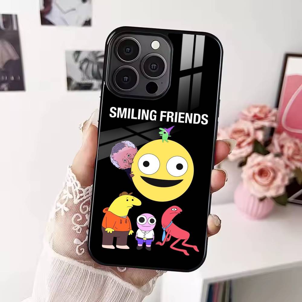 Cartoon S-Smiling friends Phone Case For iPhone 17 16 15 14 13 12  Pro Max Plus for Magsafe Mirror Wireless Magnetic Cover