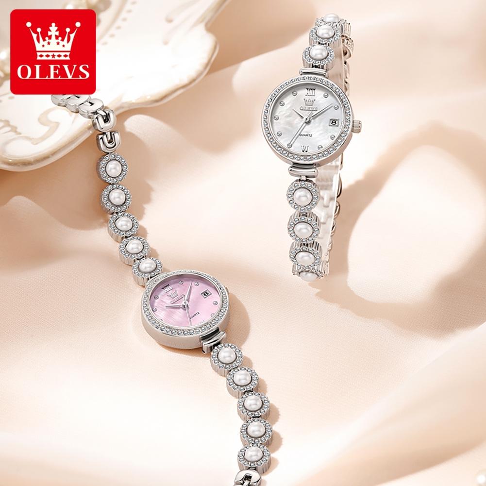 OLEVS Original Small Watches for Woman Ladies Quartz Elegant Diamond Gold Wristwatch Luxury Brands Waterproof Women Gifts
