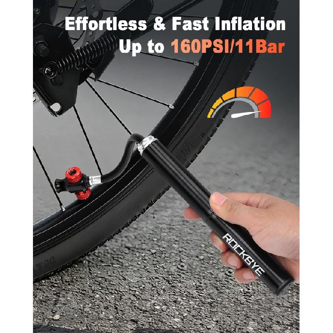 160PSI Bike Pump Drop-proof Aluminum Bicycle Air Pump Bicycle Tire Inflator MTB Mountain Road Cycling Pump