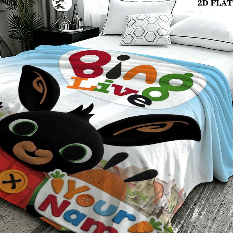 1PC Bing Custom Name Patterned Flannel Blanket Suitable For All Seasons for Home Decor Warmth and Comfort Gifts Holiday Present
