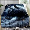 Dark Night Black Unicorn Fleece Blanket, Fantasy Horse Throw