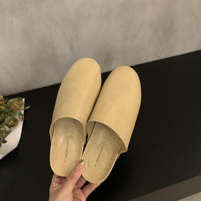 Fashion Bailamos New Brand Women Slipper Fashion Round Toe Slip On Mules Shoes Soft Flat Heel Outdoor Casual Slides Mules Shoes