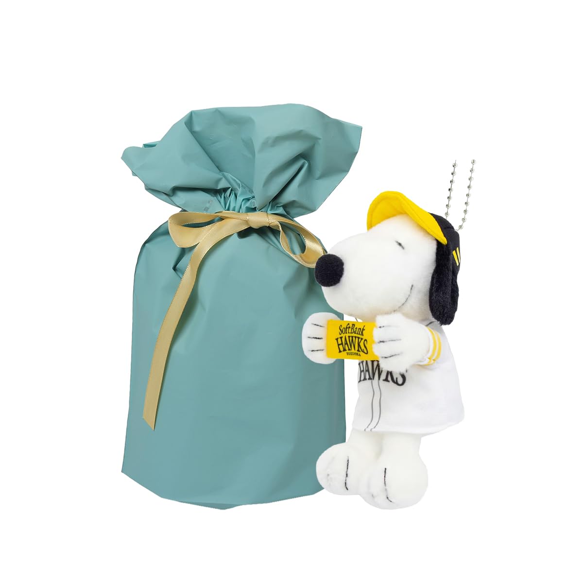 

Yoshitoku Snoopy Plush Toy Strap Officially Licensed by the Fukuoka SoftBank a Professional Baseball Team of Comes in a Gift Wrapping Bag with Blue
