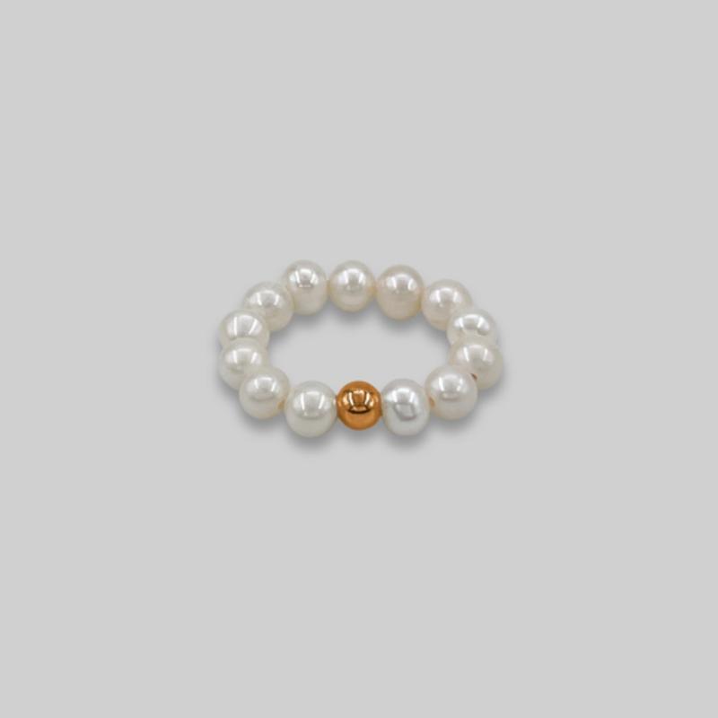 Moderner Everyday Goldperlen-Stretchring