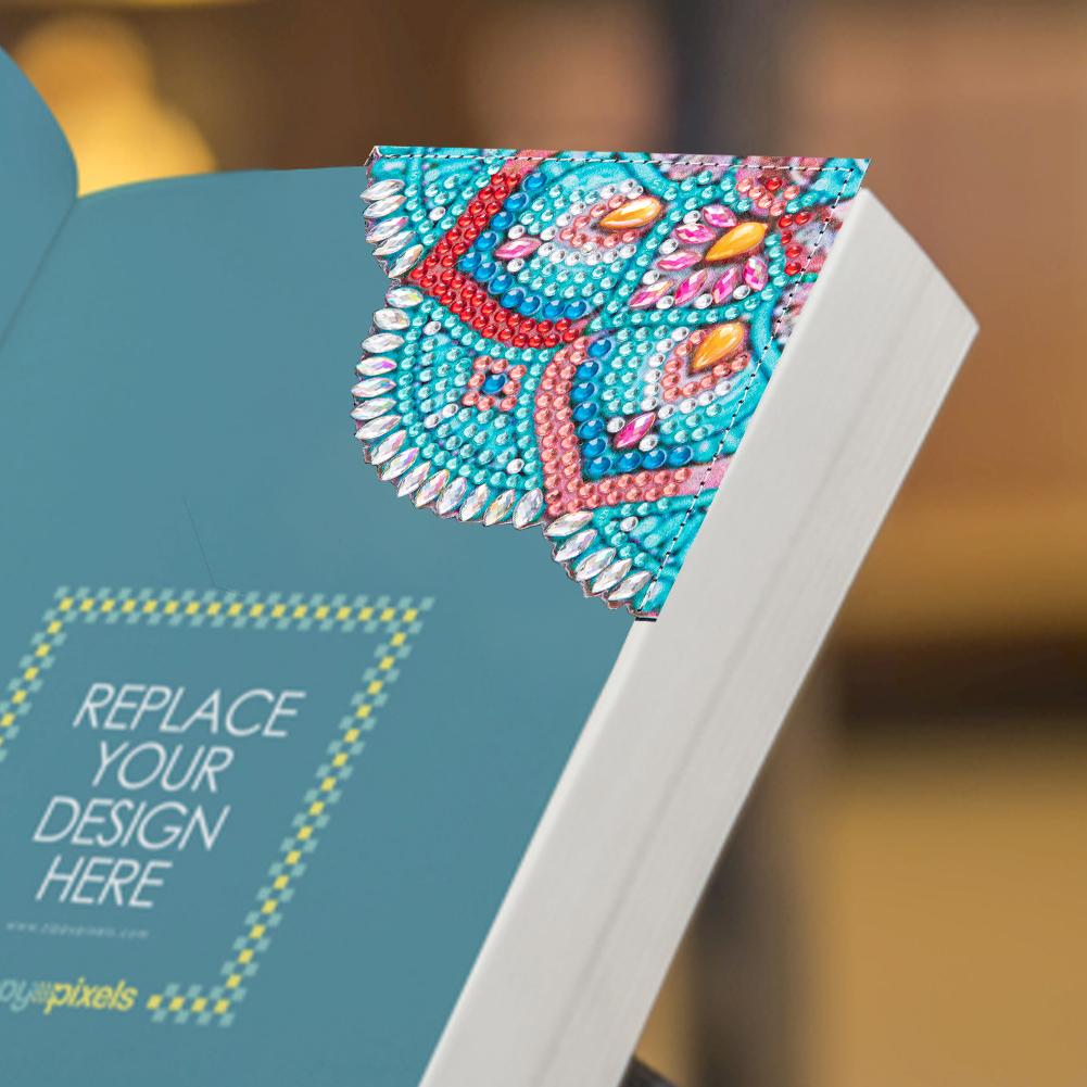 5D Seitenlesezeichen Leder Dreieck DIY Diamantmalerei Ecklesezeichen Kunsthandwerk Diamantkunst Lesezeichen für Zuhause Büro Schule