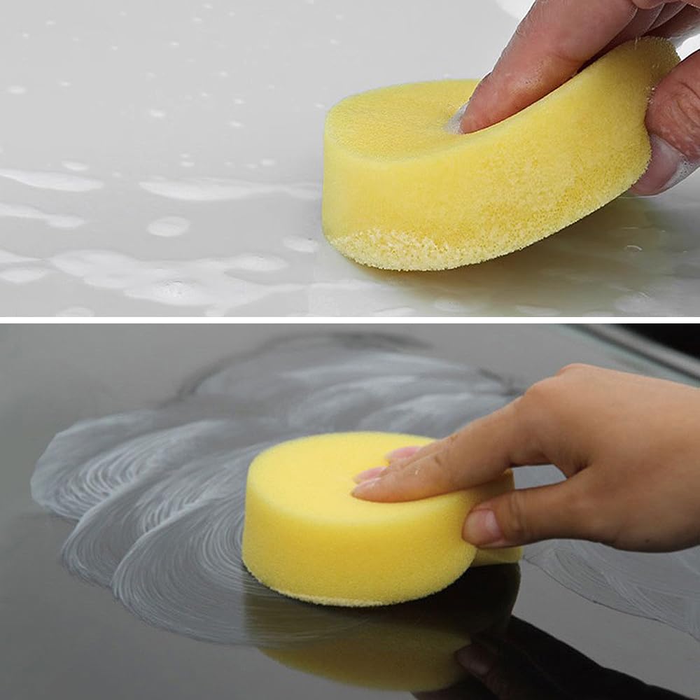 Car Wash Sponge, Round Shape, Set of 12, Diameter 3.9 Inches (10 Cm), Thickness