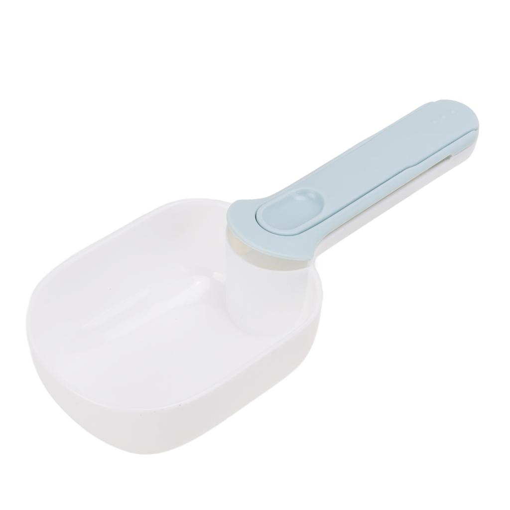 Dog Food Scoop Multifunction Clip Design Long Handle Pet Food Can Spoon for Cats Dogs Pets(White Blue )