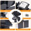 4-Blade Black Heat Powered Stove Fan Eco Quiet Efficient Heat Distribution Fan for Log Wood Burner Fireplace Komin Home Heater