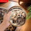Rustic Floral Wooden Welcome Sign, Round Front Door Decor, Farmhouse Wagon Wheel Wall Hanging - Ideal Gift for Russian-Speaking Homeowners