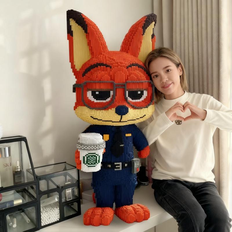 92cm Anime Judy Fox Nick Miniature Building Blocks Cartoon Zootopia 2 Model Ornament Toy Adult Children Surprise Gift