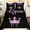 Modern King Crown Nevresim Takımı İkiz Siyah Pembe Yatak Takımı Kadın Yetişkin Çift Yorgan Kılıfı Kızlar Sevgililer Günü Yorgan Kılıfı