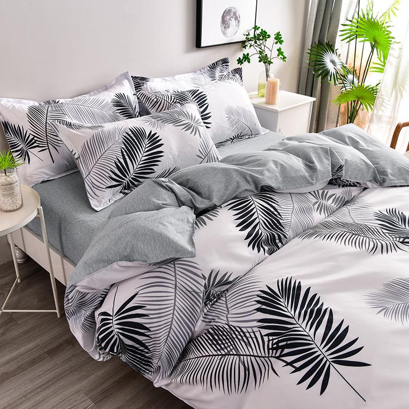 Plant Cashmere Sanded Four-Piece Bedding Set for Dorms & Homes