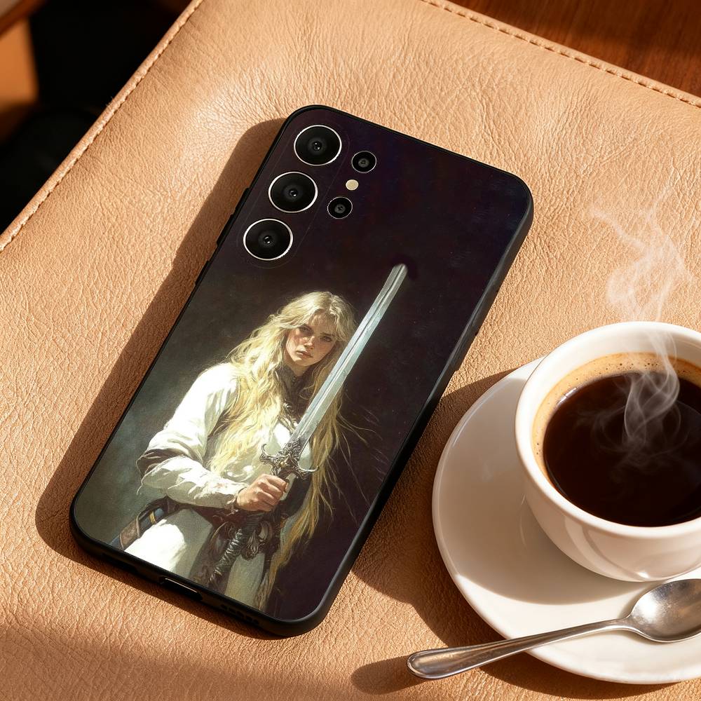 F-Female K-Knight Phone Case For Samsung S26,S25,24,23,22,30,21,10,9,Ultra,Plus,Lite,Black Soft Case