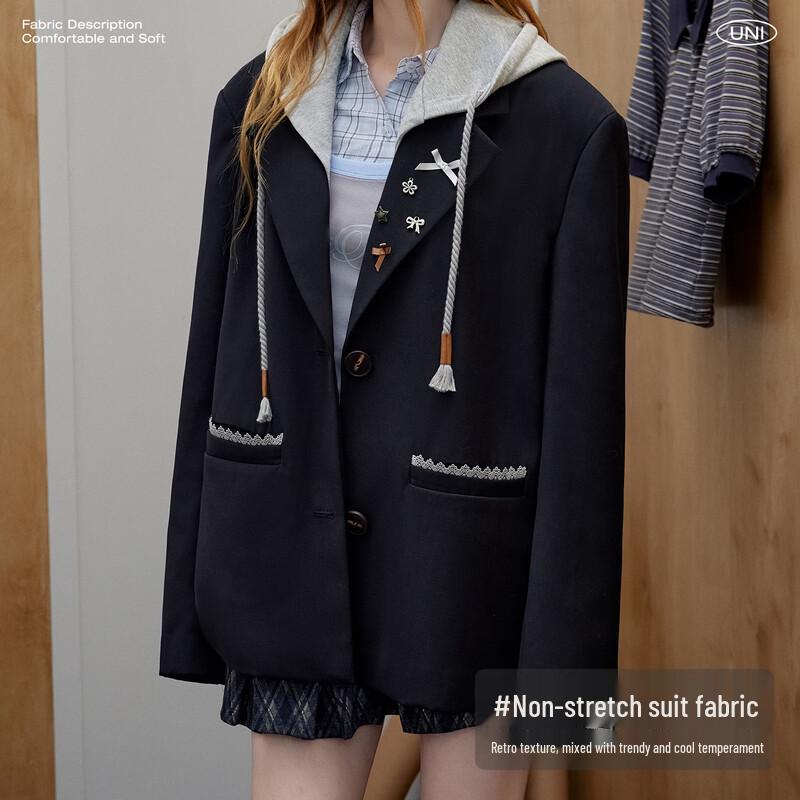 unifree American Retro Casual Hooded Blazer