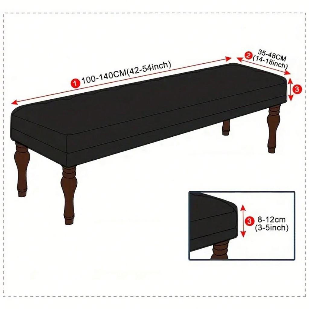 Silver Fox Fleece Bench Cover Elastic All-Inclusive Stool Cover Dust-proof, Bench Chair Cover Piano Seat Cover