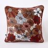 Reversible Washable Cushion "Anna / Flora" All Sizes Printed Cotton Gauze - Anna Terracotta - Cushion Cover 45 X 45