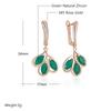 Green Crystal Flower Drop Earrings For Women Luxury  Rose Gold Color Natural Zircon Accessories Vintage Jewelry