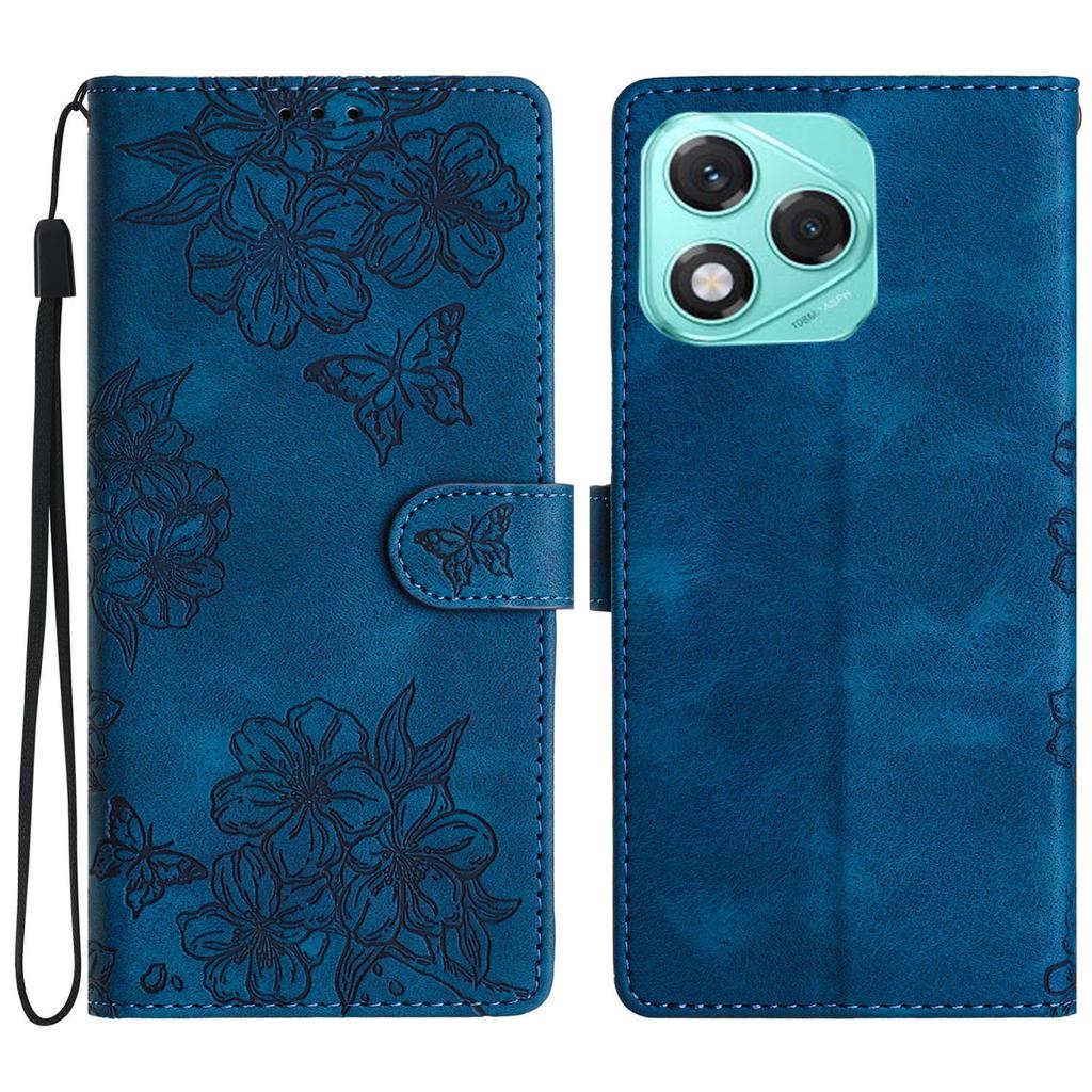 For Honor 400 Lite 5G Case Butterfly Flower Pattern Skin-Touch Leather Phone Cover