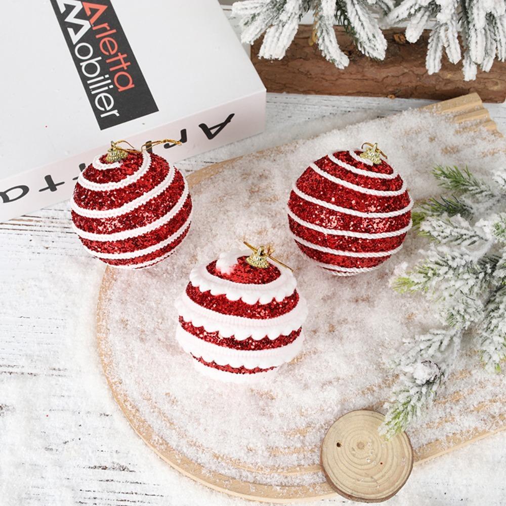 New Pink Christmas Tree Ornaments Shatterproof Foam Candy Crutch Xmas Tree Hangings Pendant Xmas Decorations DIY Christmas Ball