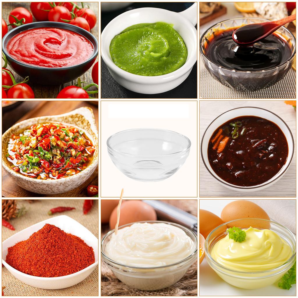 3.5 Inch 4pcs Mini Glass Bowls Small Prep Dishes Stackable Dipping Bowl For Kitchen Sauces Condiments Spices Glass Bowl 3oz
