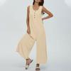 Women's U-neck Sleeveless Jumpsuit With Pocket Jumpsuit