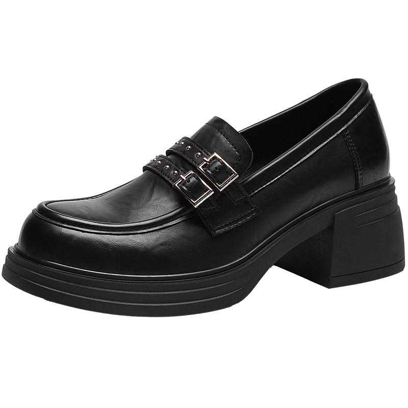 ZHR Women s British Style Chunky Heel Platform Loafers 37