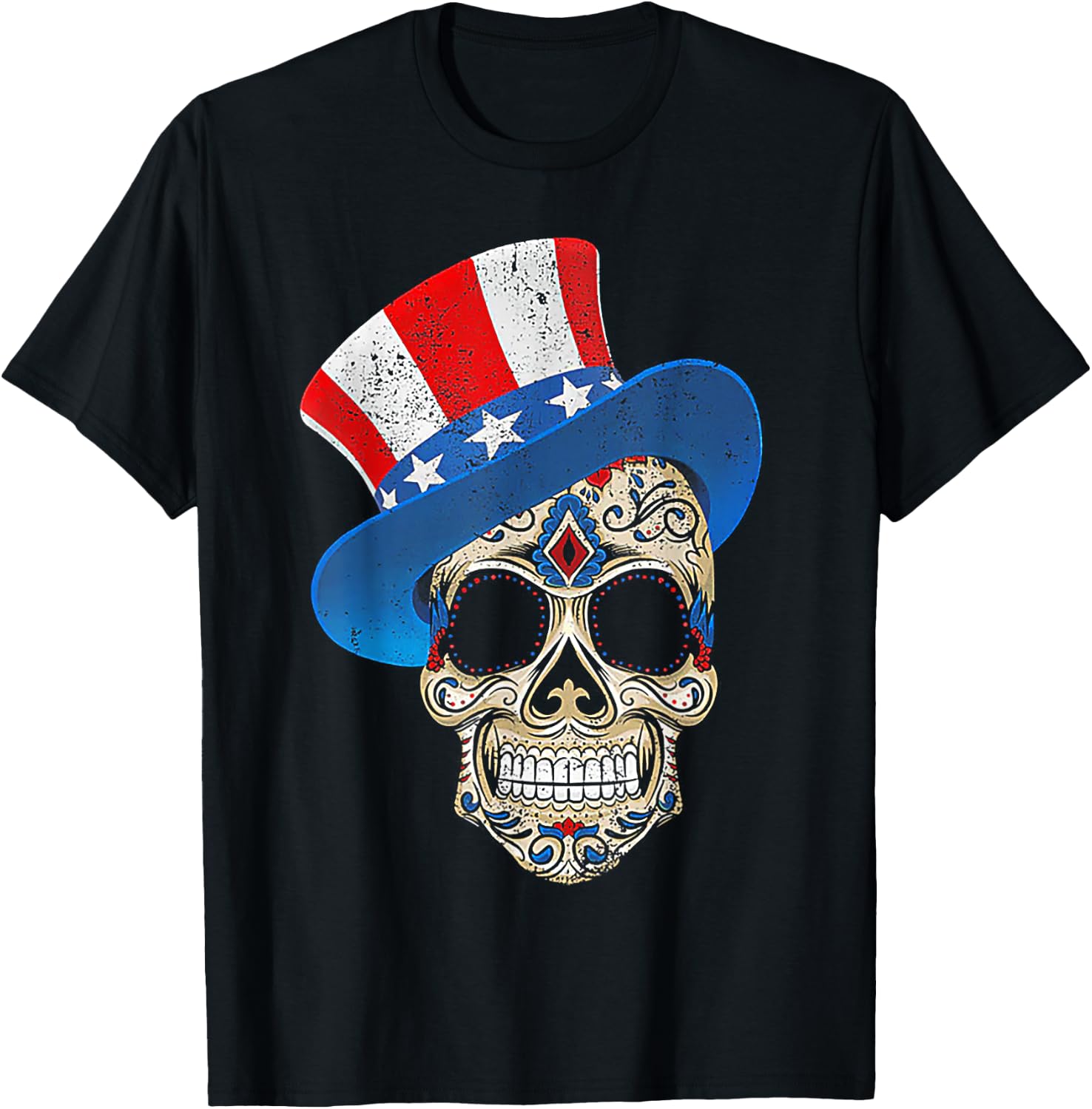4th Of July American Sugar Skull T-Shirt XXXL